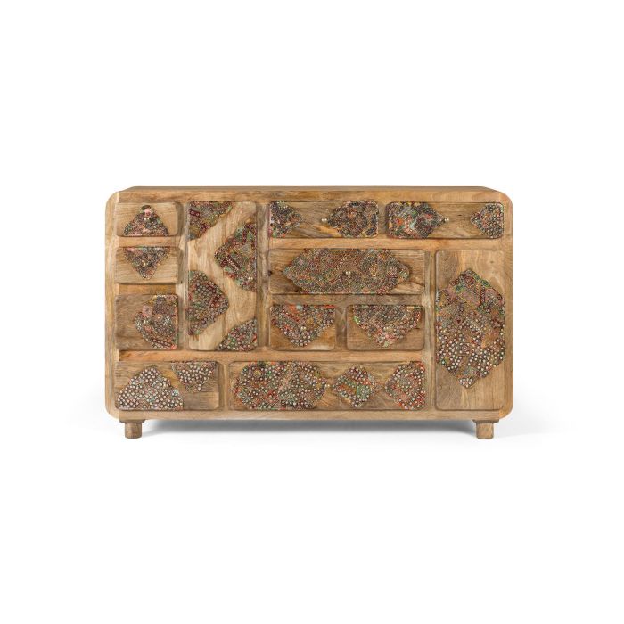 GINER Y COLOMER Buffet en bois de manguier massif avec incrustations artisanales, design contemporain, 148 cm, couleur naturel 0 GINER Y COLOMER Buffet en bois de manguier massif avec incrustations artisanales, design contemporain, 148 cm, couleur naturel 0