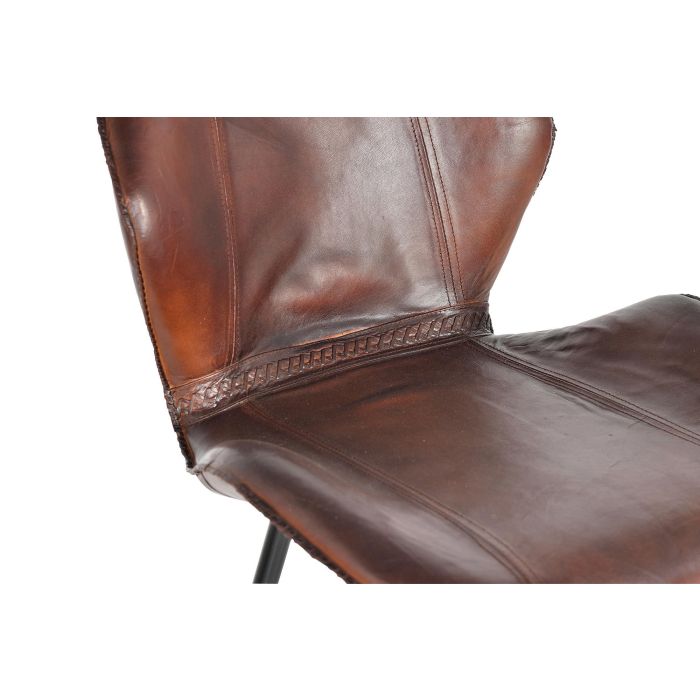 Giner y Colomer - Set de 2 Tabourets de Bar en Cuir Naturel Brun avec Pieds en Métal - Hauteur d'Assise 72 cm 3 Giner y Colomer - Set de 2 Tabourets de Bar en Cuir Naturel Brun avec Pieds en Métal - Hauteur d'Assise 72 cm 3