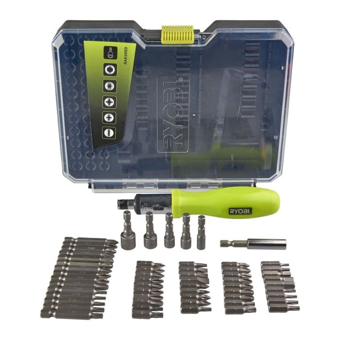 Jeu d'embouts avec tournevis Ryobi RAK59SD 59 Pièces Plate Pozidriv Torx 1 Jeu d'embouts avec tournevis Ryobi RAK59SD 59 Pièces Plate Pozidriv Torx 1