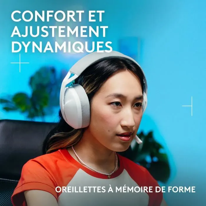 Logitech G G321 Lightspeed - Casque Gamer Sans Fil (Bluetooth) - Micro Flip-Up - 20h Autonomie - Confortable 210g - Blanc Logitech G G321 Lightspeed - Casque Gamer Sans Fil (Bluetooth) - Micro Flip-Up - 20h Autonomie - Confortable 210g - Blanc