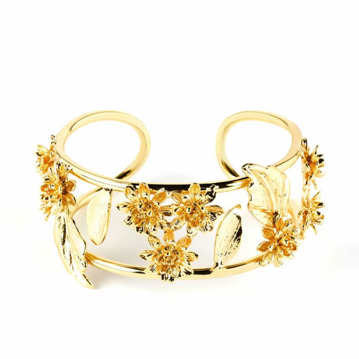 Shabama Bracelet LUXOR Or Brillant Femme Pailletées Dorées 2.5cm