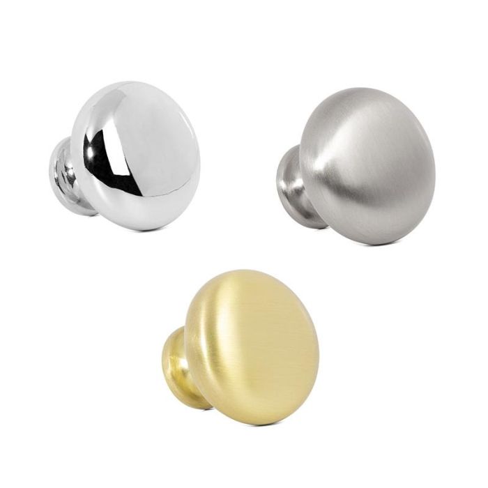 Pomo Zamak Modelo Duke Ø31 Cromo, Niquel Cepillado Y Laton Cepillado Mate Acabado Laton Cepillad Viefe 1