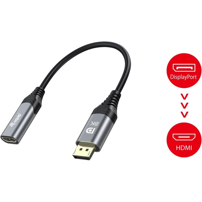 Equip Displayport->HDMI Adapter 1.4 St/Bu 8K/60Hz grau 4 Equip Displayport->HDMI Adapter 1.4 St/Bu 8K/60Hz grau 4