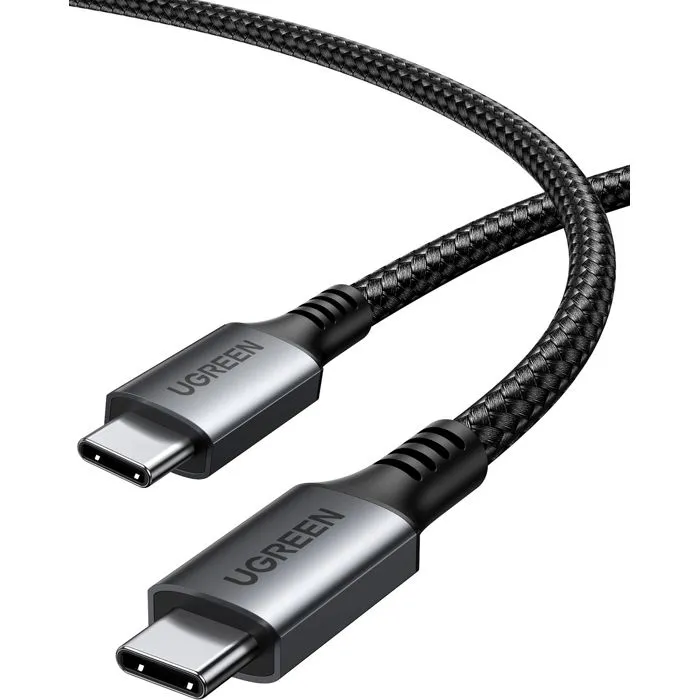 Ugreen Câble USB-C 1 m Nylon Tressé Noir - Charge Rapide 60W PD, Transfert de Données, Compatible Smartphone, Tablette, PC Portable