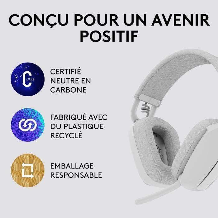 Casque - Sans fil - Logitech - Zone Vibe 100 - Bluetooth - Anti-parasite - Blanc 4