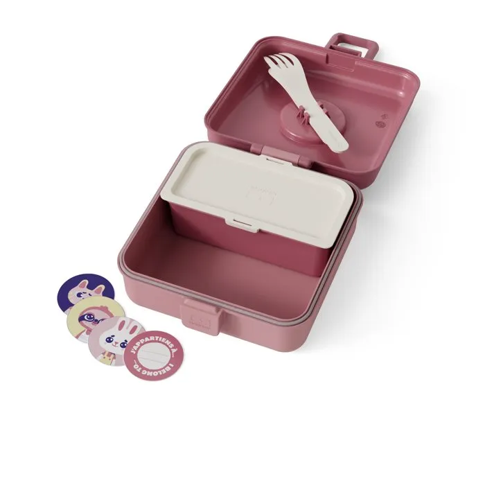 Monbento Snacky Rose Blush - Boîte à sandwich enfant - 850 ml - Couverts inclus - Sans BPA Monbento Snacky Rose Blush - Boîte à sandwich enfant - 850 ml - Couverts inclus - Sans BPA