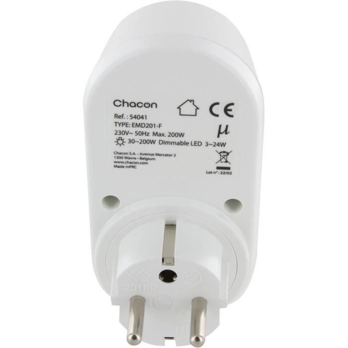 Prise dimmer - CHACON - 54041 - Blanc - 200W - Compatible LED et incandescentes 2 Prise dimmer - CHACON - 54041 - Blanc - 200W - Compatible LED et incandescentes 2