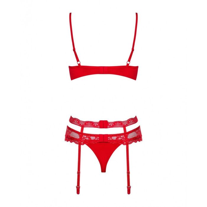 Ensemble de Lingerie en Dentelle Obsessive Heartina Rouge L/XL 1