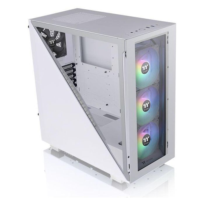 Thermaltake Divider 300 TG Snow ARGB - Boîtier PC Midi-Tower Blanc avec Vitre Trempée, Éclairage ARGB, Compatible ATX