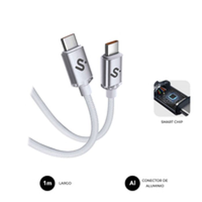 Câble USB-C vers USB-C Subblim OPTIMUS Blanc 1 m 10