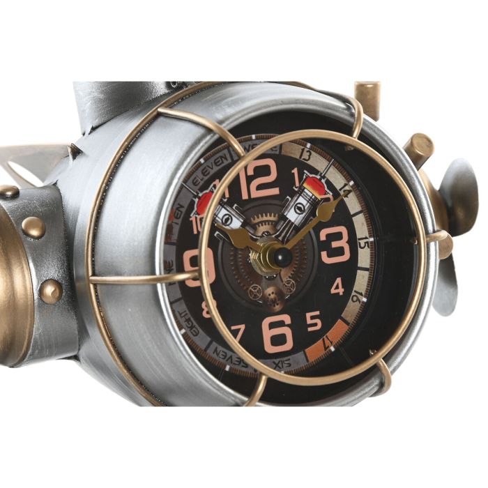 Horloge de table Home ESPRIT Doré Argenté Avion Vintage 3