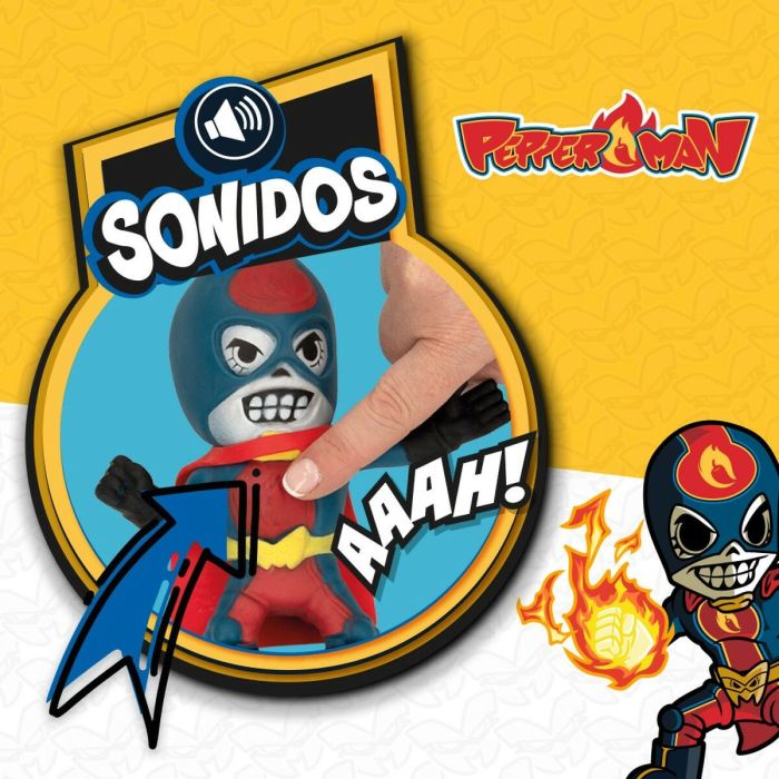 Figurine d’action Eolo Super Masked Pepper Man 14 x 15,5 x 5,5 cm Élastique (12 Unités) 3