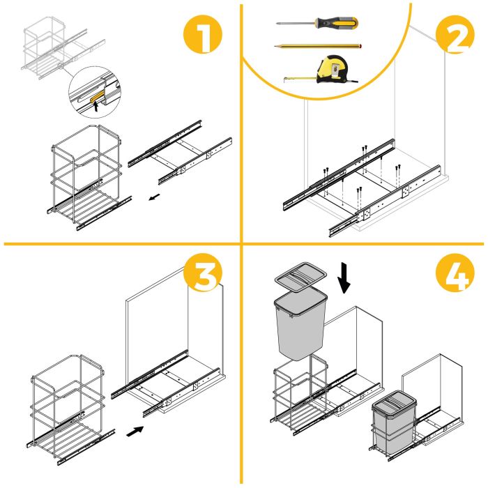 Emuca Poubelle de recyclage Recycle pour cuisine, 35 L, fixation par le bas et extraction manuelle, Plastique gris antracite 2 Emuca Poubelle de recyclage Recycle pour cuisine, 35 L, fixation par le bas et extraction manuelle, Plastique gris antracite 2