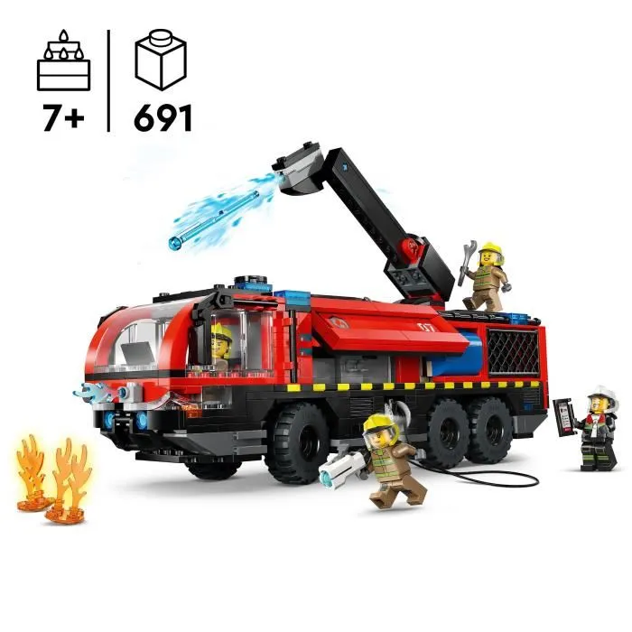 Lego City 60499 - Camion de Pompiers de l'Aéroport - Jouet de Construction avec 4 Minifigurines - À partir de 7 ans