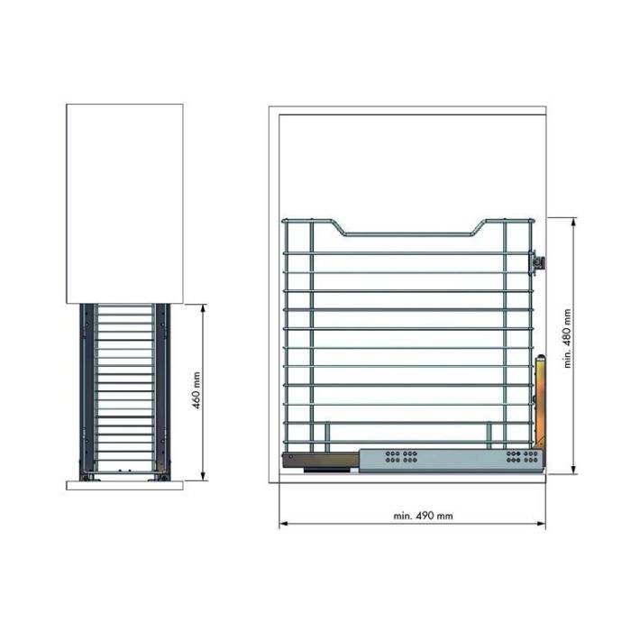 Tolva Ropa Classic M400 Cromo  Con Guia Oculta Ca, Extracción Total 30Kg. Sp16-19. Menage Confort 1