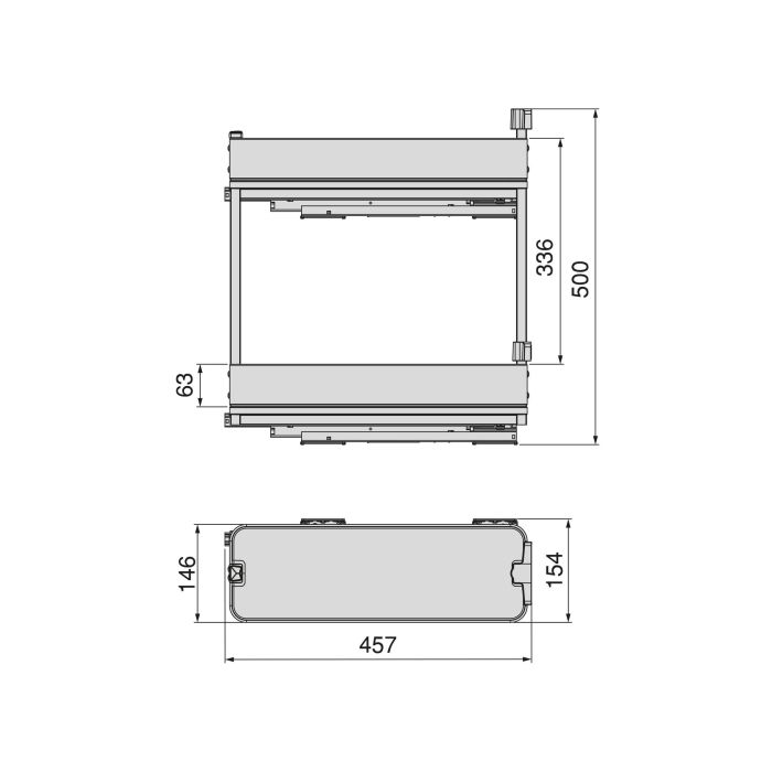 Emuca Porte-bouteilles latéral extractible Harmony avec fermeture amortie, Module largeur 200mm hauteur 700mm, Acier et Bois, Gris anthracite 8