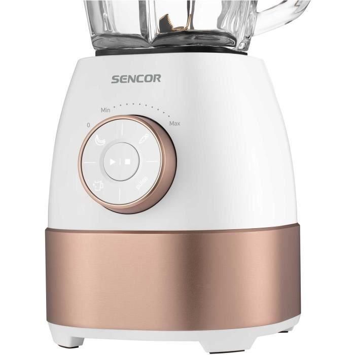 Sencor SBL 5870GD Blender Mixeur 1800 W - Récipient Verre 1,5 L - 6 Lames Titane - 4 Programmes Préréglés et Pulse - Blanc Doré