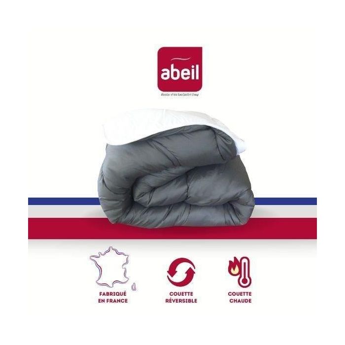 ABEIL Couette chaude Bicolore - 220 x 240 cm - Blanc et gris