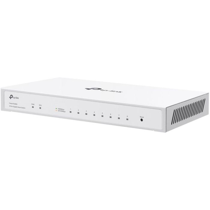 TP-Link FS308G - Commutateur réseau Gigabit géré 8 ports PoE, L2/L2+, montage mural, sans ventilateur, blanc