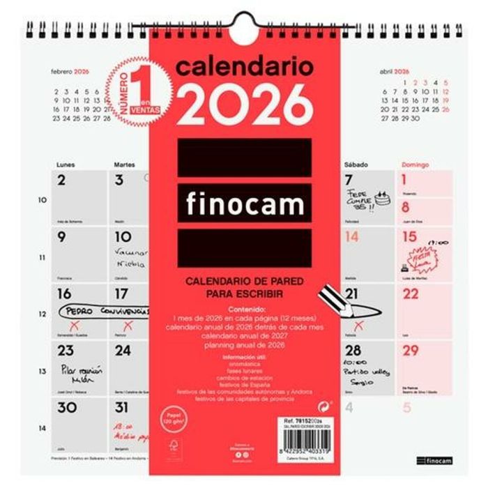 calendrier mural Finocam Papier 2026 30 x 30 cm