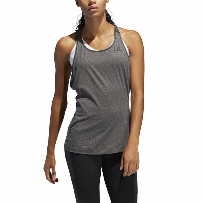 Maillot de Corps sans Manches pour Femme Adidas 3 Stripes Tank Gris foncé 1 Maillot de Corps sans Manches pour Femme Adidas 3 Stripes Tank Gris foncé 1
