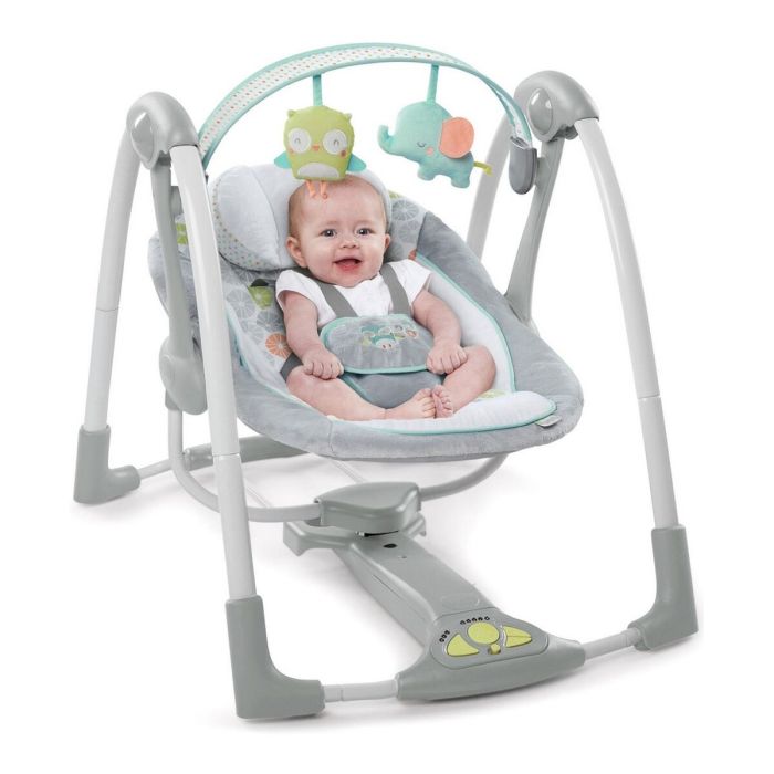 Fauteuil à Bascule Ingenuity Compact Swing - Hugs & Hoots Blanc Gris 5 Fauteuil à Bascule Ingenuity Compact Swing - Hugs & Hoots Blanc Gris 5