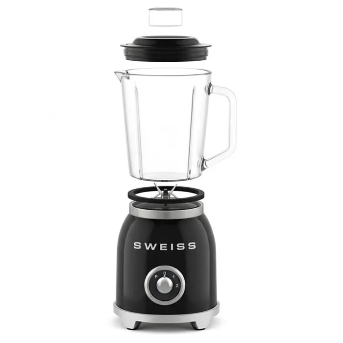 Sweiss Blender Vintage MXV9, Puissance 1000 W, 2 Vitesses, Mode Pulse, Bol 1,5 L avec 6 Lames Robustes - Noir Sweiss Blender Vintage MXV9, Puissance 1000 W, 2 Vitesses, Mode Pulse, Bol 1,5 L avec 6 Lames Robustes - Noir