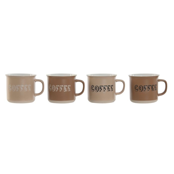 Ensemble de 4 mugs Home ESPRIT Marron Grès 285 ml 9 x 7 x 8 cm