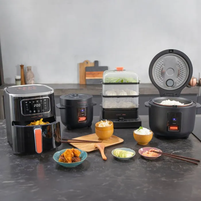 Livoo DOC300 Cuiseur Vapeur 3 Paniers 12L - 1000-1200W - Marque Livoo x Marmiton avec 20 Recettes Exclusives - Minuteur 60 Min