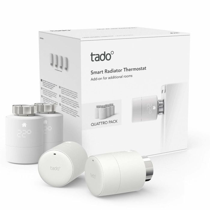 Thermostat programmable Tado Smart Radiator Thermostat - Quattro Blanc (4 Unités) 1 Thermostat programmable Tado Smart Radiator Thermostat - Quattro Blanc (4 Unités) 1