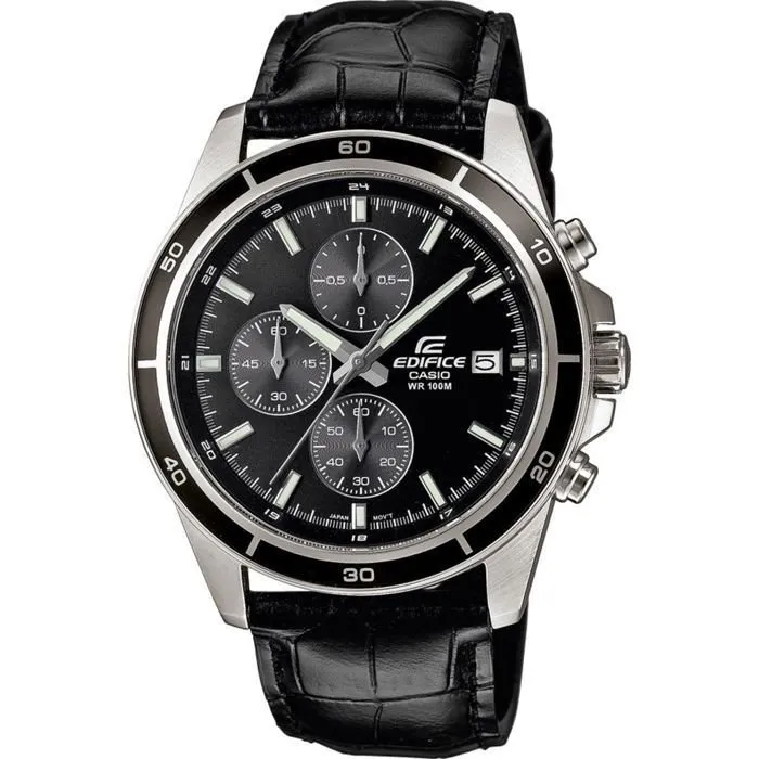 Casio Montre EDIFICE Cuir Véritable Noir 1