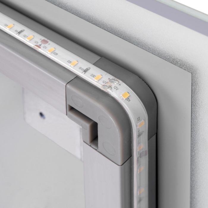 Emuca Miroir de salle de bain Heracles avec éclairage LED frontal et décoratif (AC 230V 50Hz), 34 W, Plastique et Verre 5