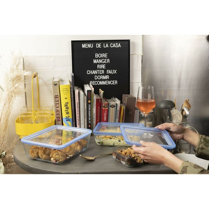 Ensemble de Boîtes à Lunch Pyrex Bleu Transparent 3 Pièces 4