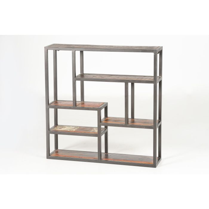 Étagère murale en métal et bois recyclé noir 80x80x18 cm - Étagère industrielle et rustique pour décoration intérieure 0 Étagère murale en métal et bois recyclé noir 80x80x18 cm - Étagère industrielle et rustique pour décoration intérieure 0