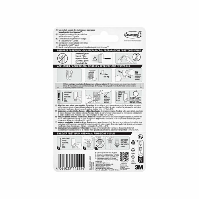 Crochet pour suspendre 3M 6,8 kg Blanc Plastique (1 Unité) 1