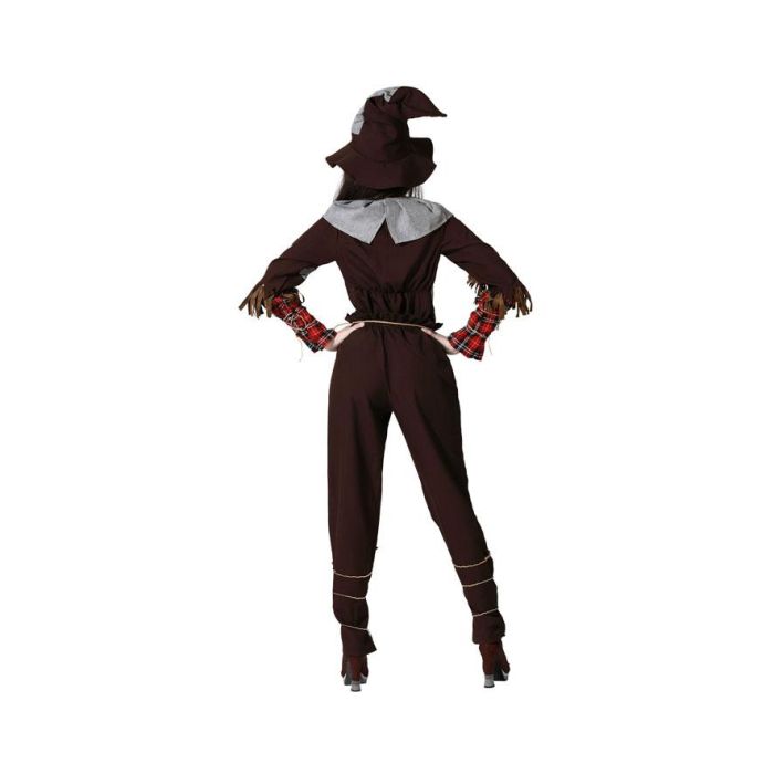 Déguisement Effrayant Espantapájaros Effiloché avec Chapeau pour Femme Adulte Taille XS-S - Effet Vieilli et Rustique pour Halloween