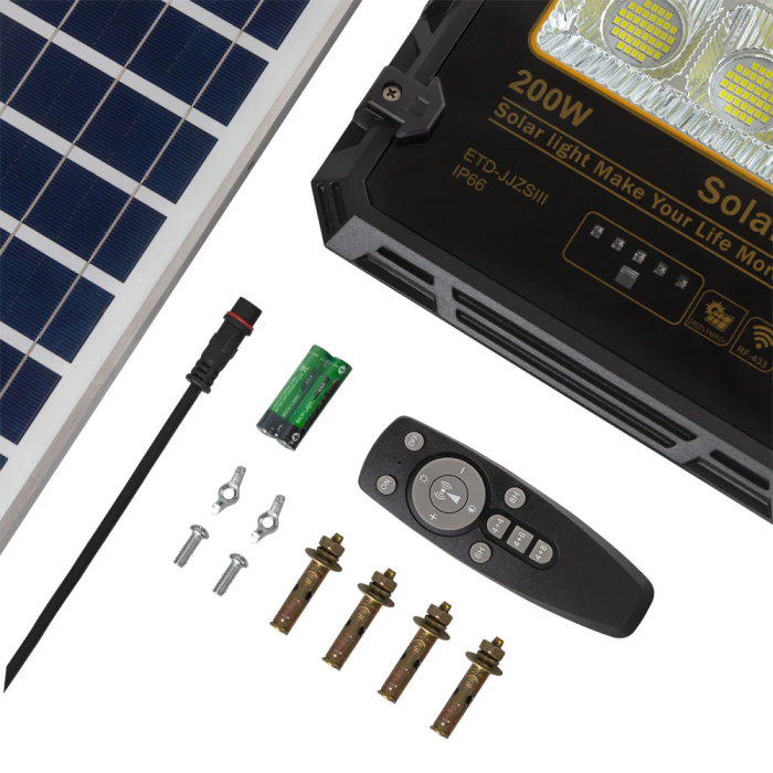 Projecteur Solaire LED 200W avec Panneau Solaire et Télécommande IP65 [1916-FLSOL-200W-CW]