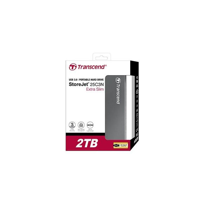 Transcend 6.3cm 2TB USB3.1 StoreJet 25C3N Iron Grey (ALU) 3