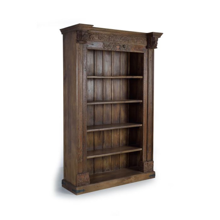 GINER Y COLOMER Bibliothèque en bois de manguier et bois récupéré, 4 étagères, design unique, marron, 222x142x56 cm 1 GINER Y COLOMER Bibliothèque en bois de manguier et bois récupéré, 4 étagères, design unique, marron, 222x142x56 cm 1