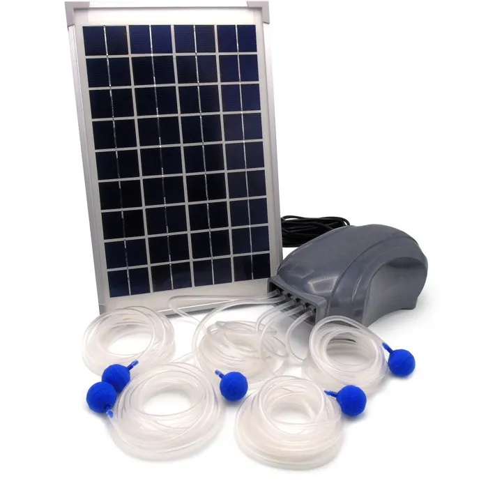 Ubbink AirSolar 600 - Pompe à air solaire pour bassin avec panneau 12V, débit 600 l/h, 5 diffuseurs pierres d'air - Kit d'aération de jardin Ubbink AirSolar 600 - Pompe à air solaire pour bassin avec panneau 12V, débit 600 l/h, 5 diffuseurs pierres d'air - Kit d'aération de jardin