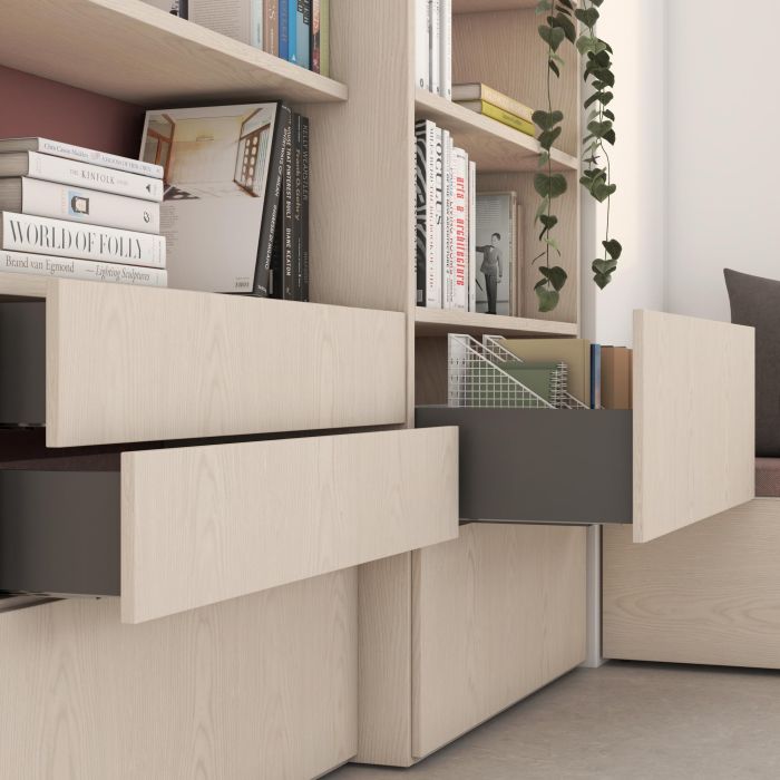 Emuca Tiroir extérieur Vertex avec réglages 3D hauteur 178mm, 40kg, profondeur 450mm, Acier, Gris antracite 3