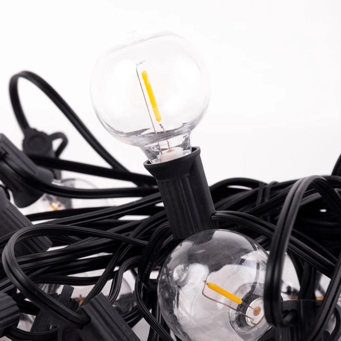 Guirlande Solaire 25 Ampoules LED G40 Blanc Chaud 9.5M HO-CAD-25-SOL-WW