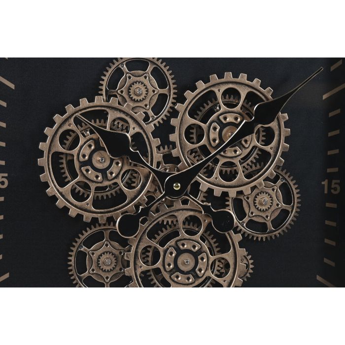 Horloge Murale Home ESPRIT Noir Doré Métal Verre 80 x 8 x 80 cm 2