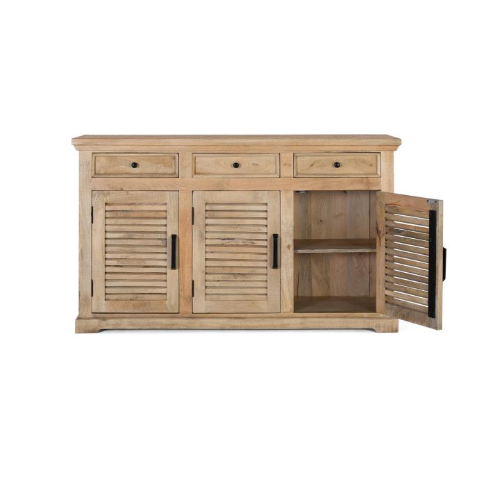 GINER Y COLOMER Buffet en Bois de Mango Massif 3 Portes 3 Tiroirs - 150x90x40 cm - Teinte Naturelle - Meuble de Rangement Rustique 2 GINER Y COLOMER Buffet en Bois de Mango Massif 3 Portes 3 Tiroirs - 150x90x40 cm - Teinte Naturelle - Meuble de Rangement Rustique 2