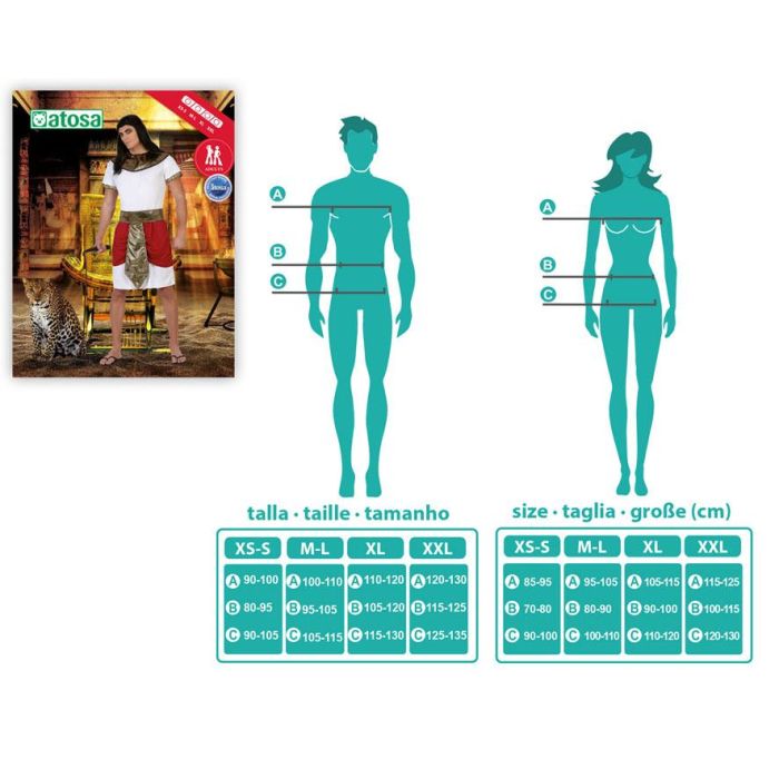 Déguisement Homme Adulte Égyptien Pharaon Rouge M-L - Costume de Fête 3 Pièces en Polyester