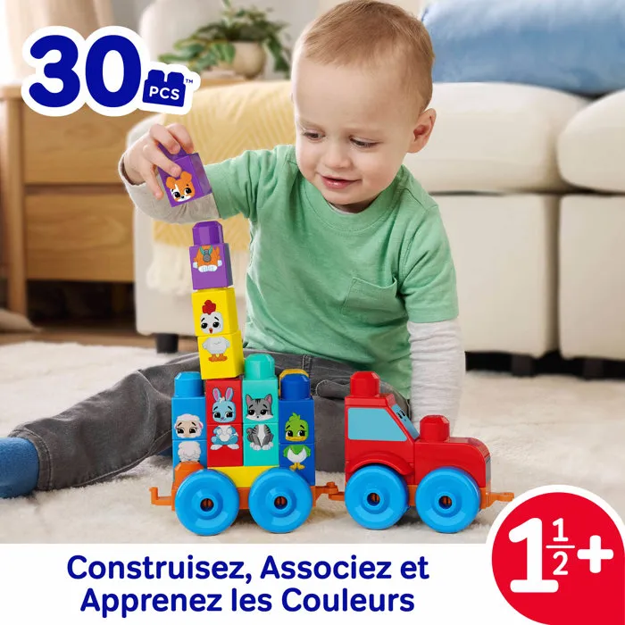 Mega Bloks JKG33 - Tracteur des animaux à construire - 30 pièces avec 8 animaux - Jeu de construction pour enfants dès 1 an et demi Mega Bloks JKG33 - Tracteur des animaux à construire - 30 pièces avec 8 animaux - Jeu de construction pour enfants dès 1 an et demi