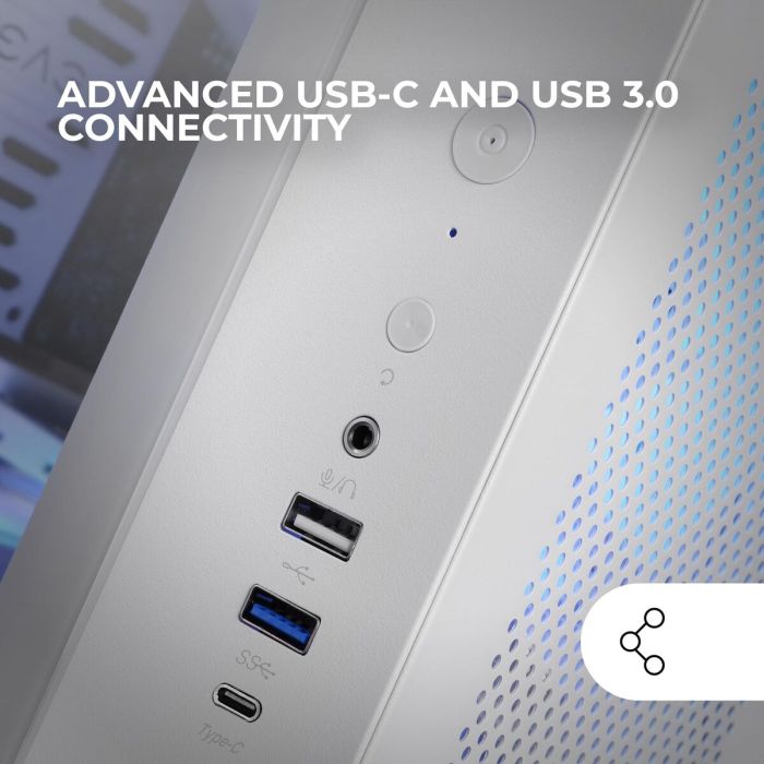 Boîtier ATX semi-tour Mars Gaming MCCURVW Blanc 2 Boîtier ATX semi-tour Mars Gaming MCCURVW Blanc 2