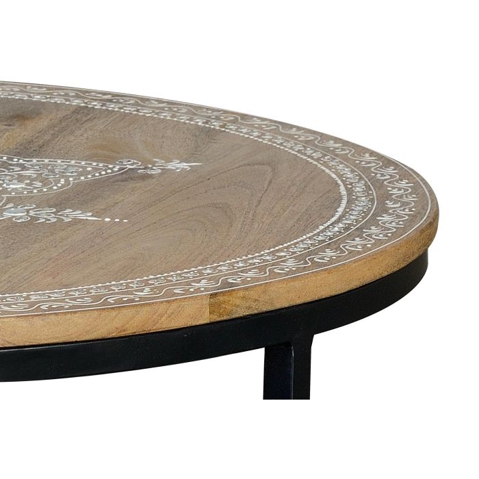 GINER Y COLOMER Table basse en bois de manguier avec pieds en métal, couleur naturel et noir - Set de 2 tables (grande: Ø80 x 48 cm, petite: Ø60 x 40 cm) 3 GINER Y COLOMER Table basse en bois de manguier avec pieds en métal, couleur naturel et noir - Set de 2 tables (grande: Ø80 x 48 cm, petite: Ø60 x 40 cm) 3