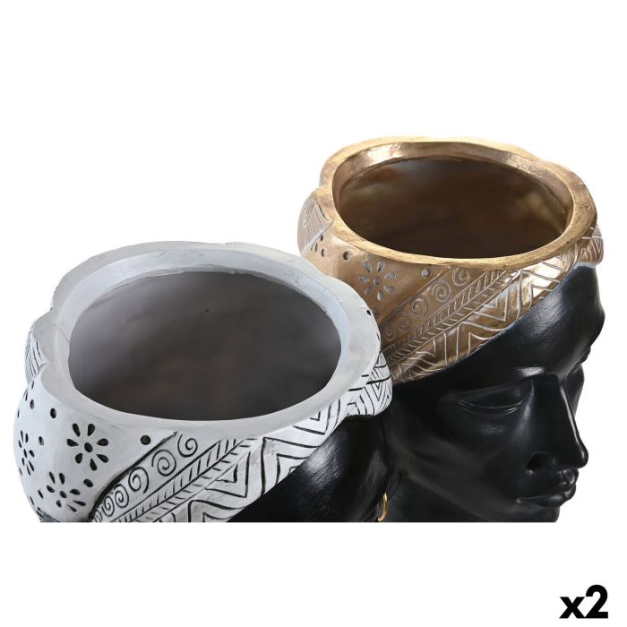 Figurine Décorative DKD Home Decor Argenté Doré Marron Résine Colonial Africaine (19,5 x 11 x 39,5 cm) (2 Unités) 4