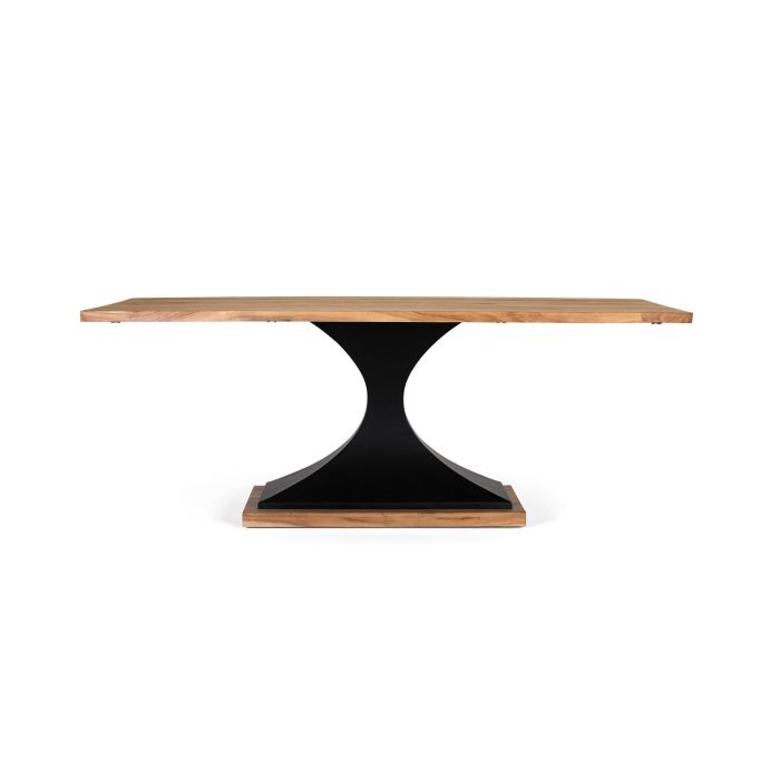 GINER Y COLOMER Table de salle à manger en bois d'acacia rectifié avec piètement métal, forme rectangulaire aux côtés arrondis, 200 cm, couleur naturel et noir 0 GINER Y COLOMER Table de salle à manger en bois d'acacia rectifié avec piètement métal, forme rectangulaire aux côtés arrondis, 200 cm, couleur naturel et noir 0